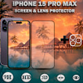 Miniatyrbillede 1 af 5: 1-Pack IPHONE 15 PRO MAX Skærmbeskyttelse & 1-Pack linsebeskyttelse - Hærdet Glas 9H - Super kvalitet 3D