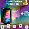 Pikkukuva 1 / 5: 2-Pack IPHONE 14 MAX Näytönsuoja & 1-Pack linssinsuoja - Karkaistu Lasi 9H - Super laatu 3D