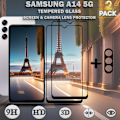 Miniatyrbillede 1 af 5: 2-Pack SAMSUNG A14 Skærmbeskyttelse & 1-Pack linsebeskyttelse - Hærdet Glas 9H - Super kvalitet 3D