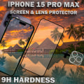 Pikkukuva 3 / 5: 1-Pack IPHONE 15 PRO MAX Näytönsuoja & 1-Pack linssinsuoja - Karkaistu Lasi 9H - Super laatu 3D