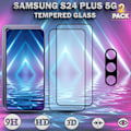 Pikkukuva 1 / 5: 2-Pack SAMSUNG S24 PLUS Näytönsuoja & 1-Pack linssinsuoja - Karkaistu Lasi 9H - Super laatu 3D