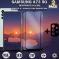 Pikkukuva 1 / 5: 2-Pack SAMSUNG A73 Näytönsuoja & 1-Pack linssinsuoja - Karkaistu Lasi 9H - Super laatu 3D