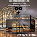 Miniatyrbild 5 av 5: 1-Pack XIAOMI REDMI 12C Skärmskydd & 1-Pack linsskydd - Härdat Glas 9H - Super kvalitet 3D