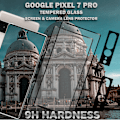 Miniatyrbild 2 av 5: 2-Pack Google Pixel 7 Pro Skärmskydd & 2-Pack linsskydd - Härdat Glas 9H - Super kvalitet 3D