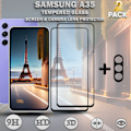 Miniatyrbild 1 av 5: 2-Pack SAMSUNG A35 Skärmskydd & 1-Pack linsskydd - Härdat Glas 9H - Super kvalitet 3D
