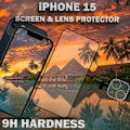 Miniatyrbillede 3 af 5: 1-Pack IPHONE 15 Skærmbeskyttelse & 1-Pack linsebeskyttelse - Hærdet Glas 9H - Super kvalitet 3D