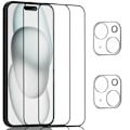 Miniatyrbillede 1 af 7: 2-Pack ‏‏Iphone 15 Skærmbeskyttelse & 2-Pack linsebeskyttelse - Hærdet Glas 9H - Super kvalitet 3D