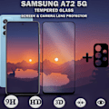 Miniatyrbillede 1 af 5: 1-Pack SAMSUNG A72 Skærmbeskyttelse & 1-Pack linsebeskyttelse - Hærdet Glas 9H - Super kvalitet 3D