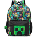 Minecraft Rygsæk til Drenge Sort Skoletaske til Børn Grøn Creeper Zombie Skelet Enderman & Grottespindel Høj kvalitet E style