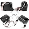 Miniatyrbild 2 av 5: Crossbody-väska för kvinnor, liten äkta läder svart