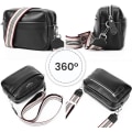 Miniatyrbillede 2 af 5: Crossbody taske til kvinder, lille ægte læder sort