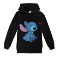 Miniatyrbillede 1 af 3: Børne Lilo Stitch Pocket Hættetrøjer Jumper Top Pullover Sweatshirt Z black 140cm