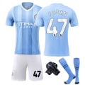 Miniatyrbild 1 av 5: 23 Manchester City hemma nr 9 Haaland nr 17 De Bruyne fotbollskläder barn och vuxna kostym 24