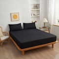 Miniatyrbillede 1 af 5: Sort Lagen 180x200cm Sort Mikrofiber Ekstra Dyb Lomme 2