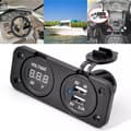 (Vit) DC LED Digital Voltmeter, Dubbel 2 USB-port Laddare för Bil