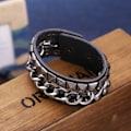 Miniatyrbillede 3 af 5: Punk Rock Unisex Muti Layers Cone Circle Rivets Armbånd Kæde Le