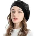 Miniatyrbillede 3 af 4: 1 stk. Sort Uldstrik Cashmere Beret Fashionable Varm Maler