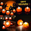 Miniatyrbillede 1 af 5: Batteridrevne Tealights Græskarlys, 12 stk. Græskar Hallowe