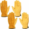 Miniatyrbillede 1 af 4: Læderarbejdshandsker, 2 pak vandtætte dobbeltfingerhandsker, til