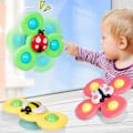 Miniatyrbild 2 av 5: 3-pack Sugkopps Snurrande Topp Leksak - Babygåva Idé