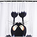 Miniatyrbilde 2 av 3: 1 stk Leashy Funny Cat DIY dusjforheng med kroker (svart katt, 15\"