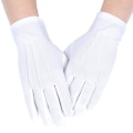Pikkukuva 1 / 3: 1 pari huopahansikkaita nylonhansikkaita valkoisia hansikkaita nylon