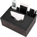 Miniatyrbillede 3 af 5: Tissue Box PU Læder Rektangulær Serviet Dispenser med 3 Rum