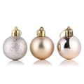 Champagnefarget sett med 24 uknuselige julekuler - 4 cm -