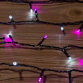 Miniatyrbillede 3 af 5: (Pink)，20M 200 LED To-farvede lyskæder på grøn ledning med 8