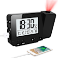Miniatyrbild 1 av 5: LED-projektorväckarklocka, bakgrundsbelyst batteridriven Rota