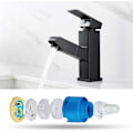 Miniatyrbild 4 av 5: Svart blandare för handfat med utdragbar spray, blandare för badrum, Ta