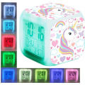 Miniatyrbillede 5 af 5: Enhjørning Pige Digitalt Vækkeur, Cube LED LCD Lysende med Lys