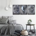 Miniatyrbild 2 av 5: 3 st silver 45x60cm ramfri väggkonst canvas tryck, metalltråd sc