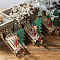 Miniatyrbilde 5 av 5: 3 stk. juledekorasjoner med slede, juledekorasjon i tre