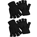 Miniatyrbillede 1 af 5: 2 Par Halvfinger Vinterhandsker - Unisex - Sort