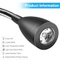 Miniatyrbilde 3 av 5: LED-leselampe, 360° roterende nattbordslampe, varm hvit farge