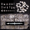 Miniatyrbild 1 av 5: Vit, nagelkonst strass set, 3D blandad nagelkonst strass kristaller