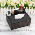 Miniatyrbillede 2 af 5: Tissue Box PU Læder Rektangulær Serviet Dispenser med 3 Rum