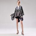 Miniatyrbild 2 av 5: Grå Dam Vintage Poncho Cape Sjal Wrap Cardigan C