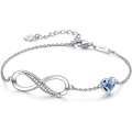 Miniatyrbilde 1 av 5: Infinity Hjerte Symbol Charm Link Armbånd for Kvinner 925 Sterling