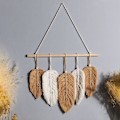 Pikkukuva 4 / 5: Bohemian Chic Feather Macrame Seinätekstiili Käsintehty Kudotut Lehdet