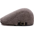 Miniatyrbilde 2 av 4: Herre Flat Beret Cap Justerbar Flat Hat Høst Vinter（Coffee-Pla