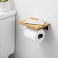 Pikkukuva 4 / 4: Liimautuva wc-paperiteline bambusta valmistetulla telineellä, poraamaton SUS304 S
