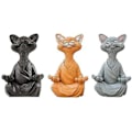 Miniatyrbillede 1 af 4: 3 stk. Lot af 3 kattestatuer i meditation - Happy Buddha Cat