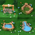 Miniatyrbillede 2 af 5: 4 stk. Mini bærbar vandfald havefigur harpiks springvand skrivebord