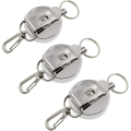 Pikkukuva 1 / 5: 3 x Retractable Keychain with Belt Clip and Steel Reel Chain, Ret