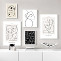 Pikkukuva 1 / 5: Luovat, minimalistiset, abstraktiset viivat, ihmiskasvokuviot, kangas