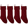 Miniatyrbilde 2 av 4: 14\" 4PCS Unike Burgunder Strikkede Julestrømper, Stil 2