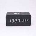 Miniatyrbillede 1 af 4: Sort digitalt LED-ur, 150 mm × 70 mm × 70 mm trådløs opladning