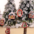 Miniatyrbillede 5 af 5: 12 stk. juletræspynt i træ, julepynt i træ